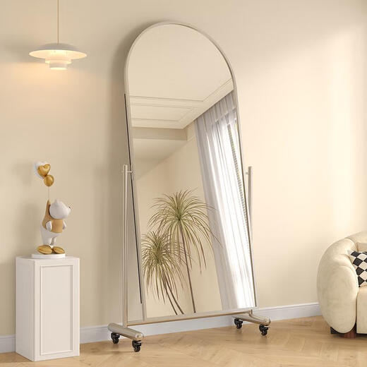 
Yusenyi HD full-body mirror makes it look taller and slim. Dressed for home floor-standing mirror arched and movable internet celebrity photography special dance mirror Rounded corner dance mirror 165*56 delivery upstairs* damaged