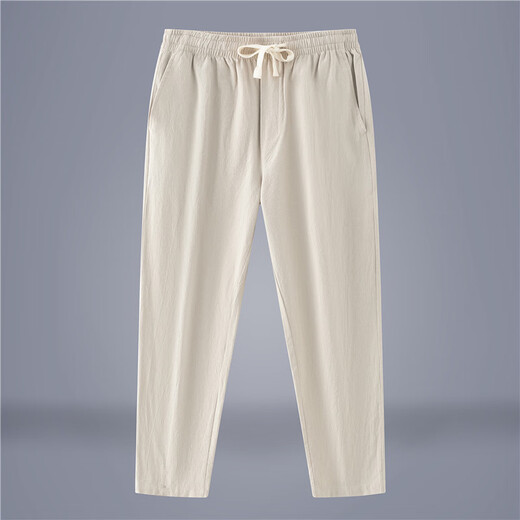 Coton aclosmil et pantalon décontracté en lin pour hommes, pieds attachés de grande taille, pantalon recadré, pantalon large en lin lâche en été, pantalon harem de style chinois, hommes, k800 kaki m