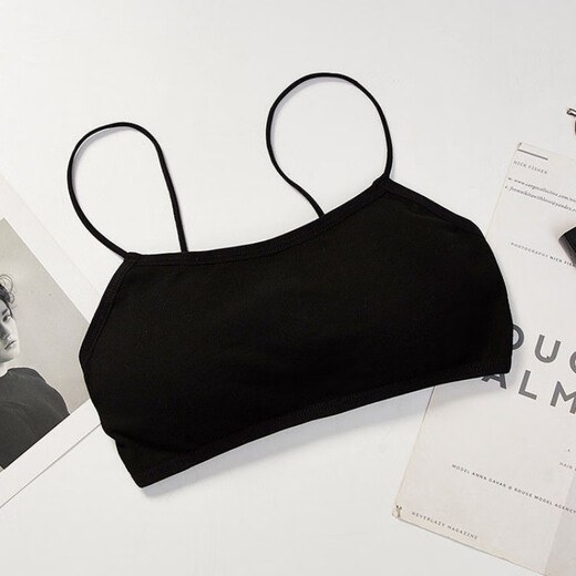 NJSKAKW pure cotton underwear student top-up Korean version of the beautiful back sling wrapped bra tube top junior high school girls underwear high school students single pack black one size fits all 70-125Jin Jin is equal to 0.5 kg
