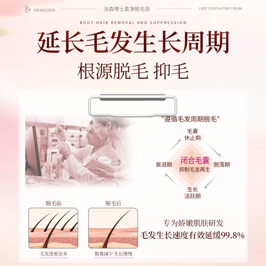 Dr. Watson Hair Removal Cream for women, permanent root removal for private parts of armpit hair that no longer grows, and gentle shaver for use all over the body.
