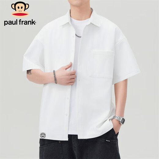 Big Mund Monkey (Paul Frank) kurzärärmiges Hemd Männer Sommer Trendy Casual Shirt Männer Solid Color Top einfache Jacke Männer weiß XL