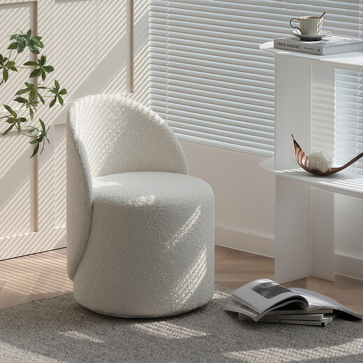 
Tingshi French light luxury bedroom high-end makeup stool internet celebrity simple backrest dressing table chair for girls single sofa [rotating] high back thumb beige-cat scratching leather
