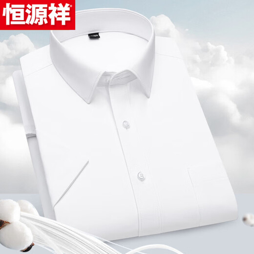 恒源祥纯色棉质条纹格子衬衫男短袖免烫2025夏季休闲男士颜色全新款棉半 DX6626 39