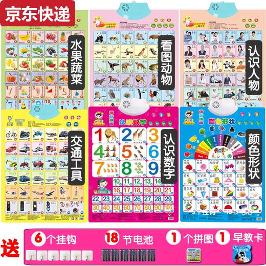 Liangxue Audio Wall Chart Pinyin Children's Enlightenment Early Education Cognitive Sound Wall Sticker Baby Voice Literacy Card 0-6 Years Old Toys 6-Pack Package 2
