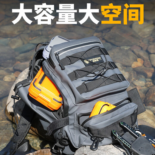 Camper Lure Bag Backpack Single Shoulder Crossbody Bag Multifunctional Fishing Bag Fishing Gear Rod Bag Fishing Storage Bag Samurai Black - Single Shoulder Backpack Naked Bag + Bait Box