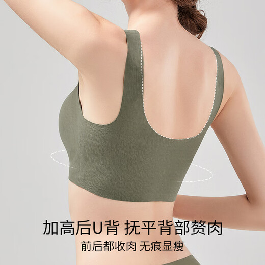 猫人（MiiOW）内衣女夏天薄款中老年人大码胸罩防下垂聚拢背心式妈妈专用文胸罩 香槟 M 34/75BCD【100斤以下】