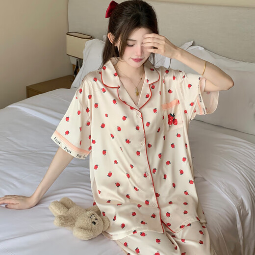 MODAL 2025 Été Nouveau printemps et automne Nouveau pantalon à manches courtes sucré et mignon Couverture de pyjamas à manches courtes peut être portée sur les vêtements extérieurs de la soie de glace de haute qualité 9905 [pantalon à manches courtes] M [80-100jin suggéré [Jin est égal à 0,5 kg]]]