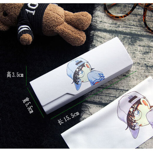 眼镜盒二次元 眼镜盒男抗压便携动漫可爱简约柯南少女学生创 黑白柯南 送眼款布