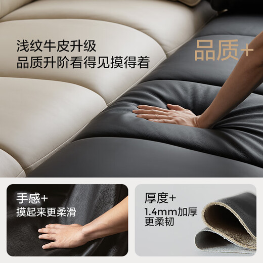 Lin's Home Leather Sofa Living Room Leather Art Sofa Piano Key Sofa 2025 Upgraded First-Layer Cowhide Furniture Lin's Wood Industry 2.5m|Black Brown|Thickened First-Layer Cowhide