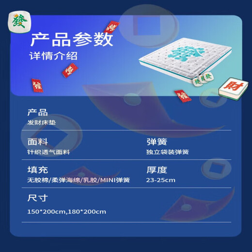 Mousse (de RUCCI) Fortune-Matte, gestrickt, atmungsaktiv, Naturlatex, Wirbelsäulenentlastung und Druckentlastung, Simmons Independent Silent Spring Tiefschlafmatratze, Fortune-Matratze 25 cm, MINI-Brotfederkern + unabhängige Tasche 1350 mm x 2000 mm