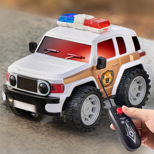 Beizhilu remote control police car electric wireless simulation car 2 boys 4 babies 1 to 3 years old children's toy birthday gift remote control police car model A black + white