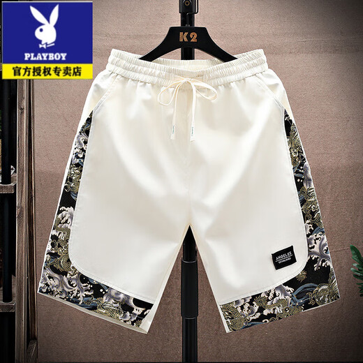 Playboy (Playboy) Shorts d'été de style chinois mince pantalon radieux masculin Tendance nationale pantalon occasionnel pantalon à séchage rapide polyvalent 833-noir [nouveau pantalon recadré] M recommandé 75-95jin [Jin est égal à 0,5 kg]