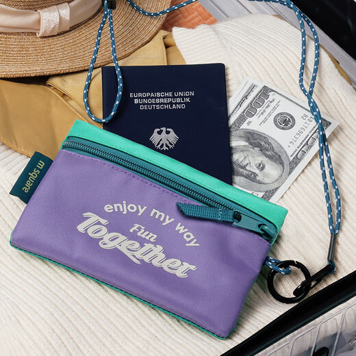 m square【新品】证件收纳包旅行卡包零钱包多功能防盗随身护照夹手拿 沙丘黄