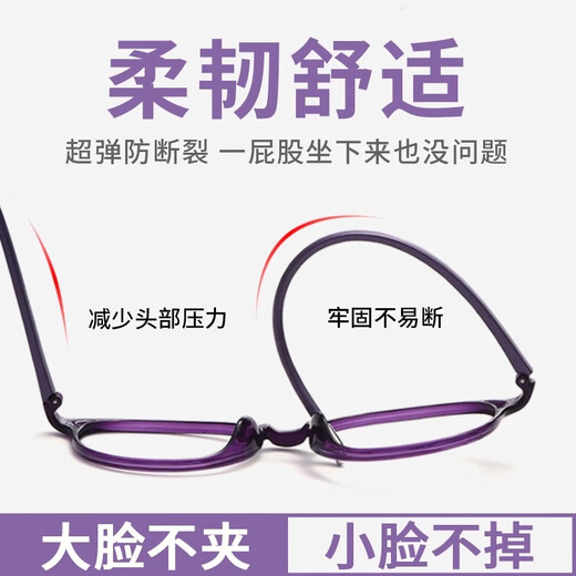 Lunes de lecture Fenchi pour femmes, personnes d'âge moyen et âgées, anti-bleu jeune et à la mode ultra-légère à haute définition des lunettes à l'ancienne pourpre-150 degrés