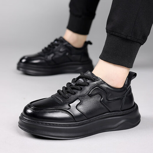 Modeband neue Frühlingsschuhe für das echte Leder von Männern dicker alleiniger Sportarten weiße Schuhe für Herrenschuhe für Herren High-End und Handsome 12033 Brown (Top-Layer Cowide 38