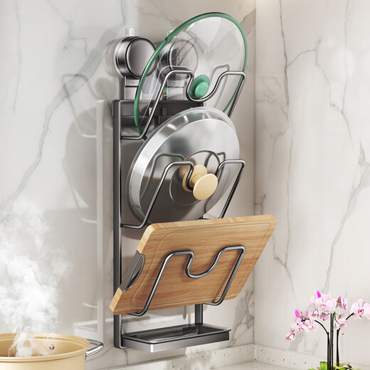 Yweel suction cup pot lid rack wall-mounted punch-free kitchen storage rack multi-functional storage rack cutting board rack multi-layer cutting board rack