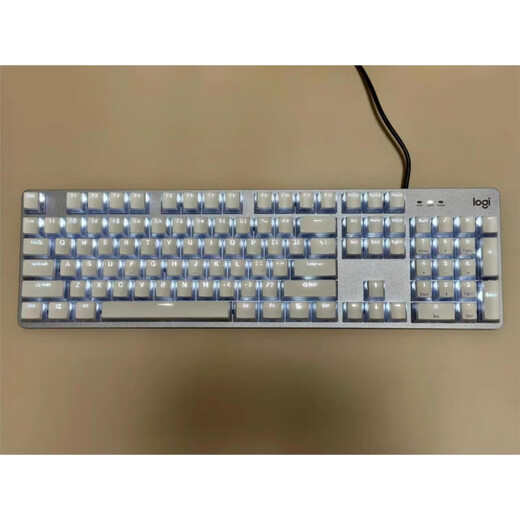 罗技（Logitech）原装全新罗技K845机械键盘键帽原厂透光双色布丁樱花黑灰键帽  否 布丁白色一套104键