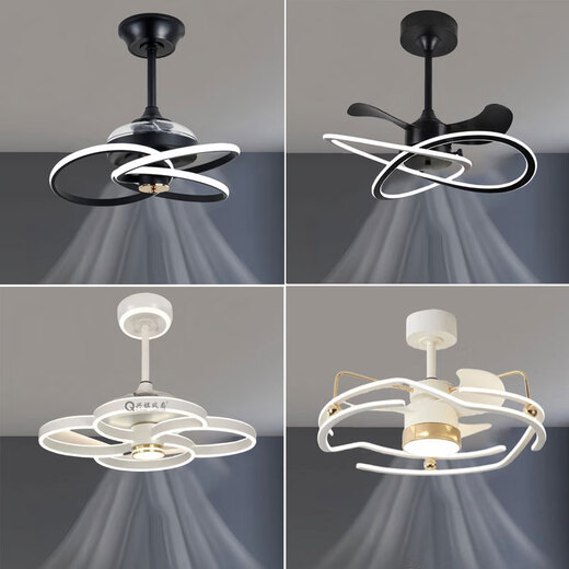 
Opple Lighting's new invisible ceiling fan light for 2025, large wind power household dining room, bedroom electric fan integrated chandelier mute 9227/white 60CM frequency converter remote control + direct voice