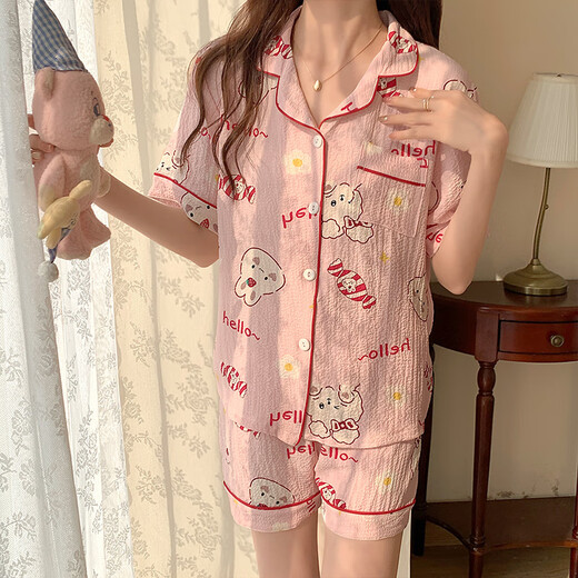 HUALIN FASHION夏季粉花泡泡袖短袖可爱薄款家居服套装 zd-673#库洛米 175 L