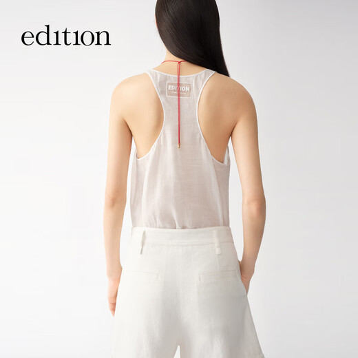 edition短裤女2025夏季新款翻裤脚棉麻西装直筒休闲短裤LOGO刺绣 本白色 M
