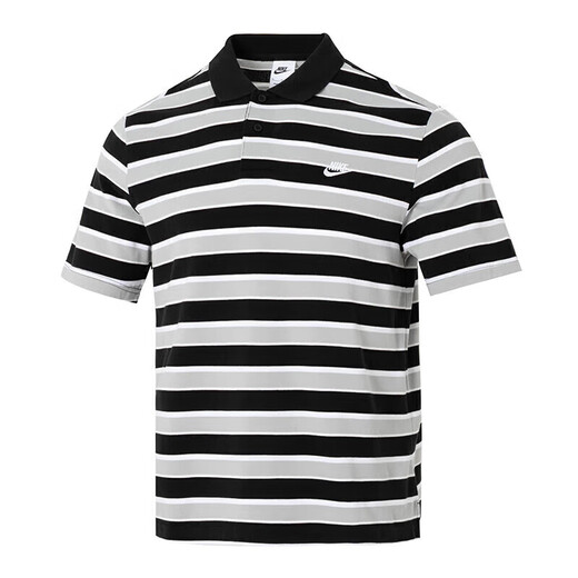 Nike (Nike) Offizielle Herrenkleidung 2025 Frühlings- und Sommer-Trendy Trendy Sportswear Striped kurzärmelig atmungsaktives Revers-Polo-Polo-Hemd FN3897-010 2XL