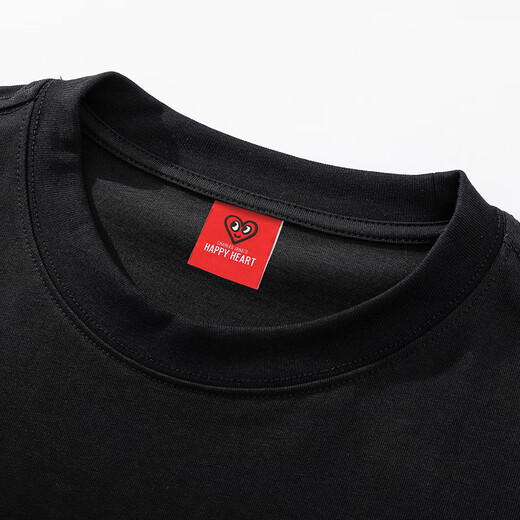 Charles Peach Heart Heavy American Pure Cotton Kurzärmel T-Shirt Print Sommerblumen Nationale Trend Männer und Frauenelbe lose und vielseitig schwarz l