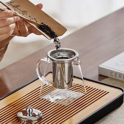 YIHUTEA glass teapot thickened high temperature resistant household stainless steel gallbladder teapot scented tea heatable teapot tea set 304 stainless steel liner teapot 500ml