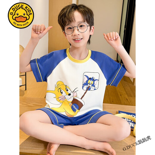 G.DUCKKIDS小黄鸭儿童睡衣男童夏季短袖纯棉薄款猫和老鼠中大童卡通男孩家居 短袖套Z6628#奥特曼 170 14码【建议身高125-135cm】