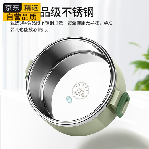 Tuojin imported quality 304 stainless steel multi-layer insulated lunch box from Germany, portable lunch box for office workers and students, super upgraded snap-on green 4-layer bag + upper cover layer +