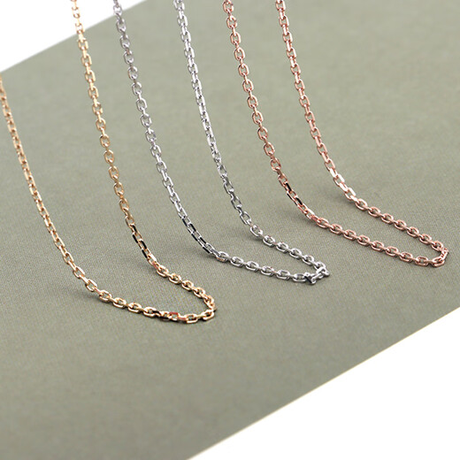 Kawamori Japanese craft white 18k gold necklace plain chain cross chain rose gold clavicle chain k gold au750 plain gold female adjustment rose gold 1.1mm40cm