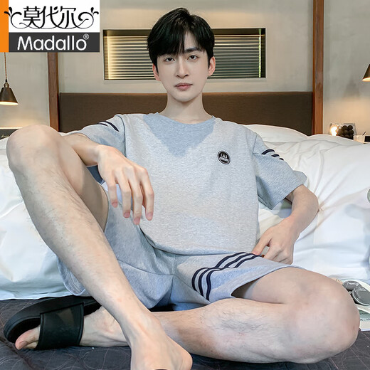 莫代尔睡衣男夏季新疆纯.棉薄款短袖短裤可外穿休闲男士加大码凉感家居 9934# 3XL 【建议160-180斤】