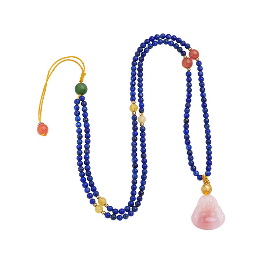Potala Palace Lapis Lazuli Buddha Necklace for Men and Women Six-Word Mantra Transfer Beads Agate Carved Pendant for Girlfriend’s Birthday Gift