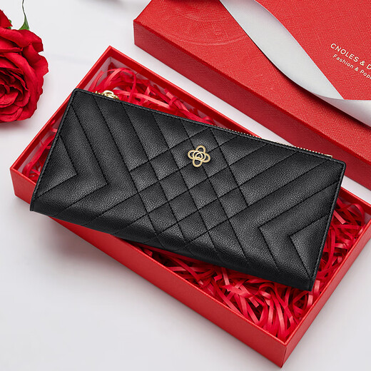 Koyi Lingge Wallet Long Carte Sac de cartes Qiu Niche Design Walle's Wallet Clutch Black