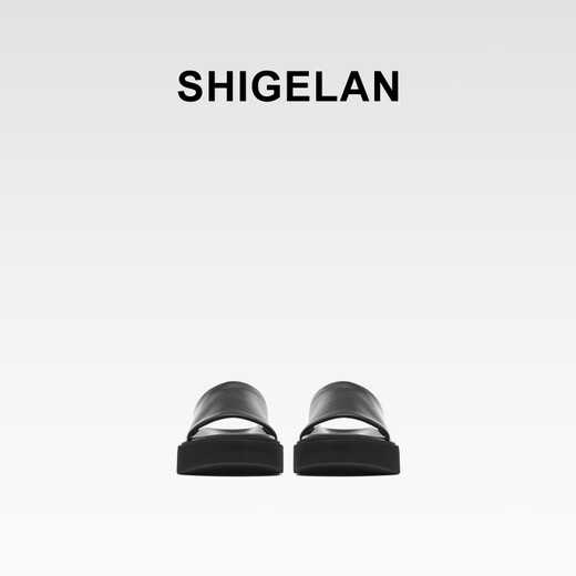 Shigelan 2025 Nouvelles sandales d'été en cuir authentique pour chaussures de plage pour femmes avec des flops antidérapants épaisses et une apparence élevée, noir 36 (petite taille)