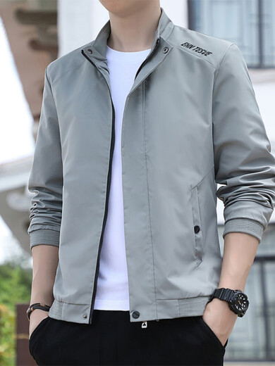 
Romon Chun Autumn Men's Thin Jacket Men 2025 New Stand Collar Jacket Fashion and All-match Casual Trench Coat Gown Men 686 [Bean Green] M [Suggested 80-95 Jin [Jin equals about 0.5 kg]]