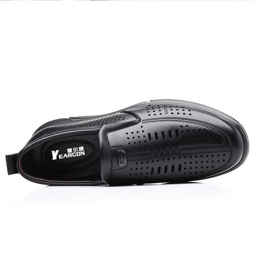 
YRC Yierkang men's shoes 2025 summer new breathable hole shoes soft sole soft side hollow middle-aged dad's shoes black-17152- hollow style 38