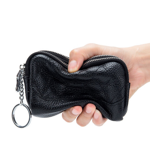 Youse (vous) Première couche Cow I Le cuir Diamond Mini portefeuille Keetchain Coin Sac en cuir Double Zipper Coin Wallet Rangement Sac