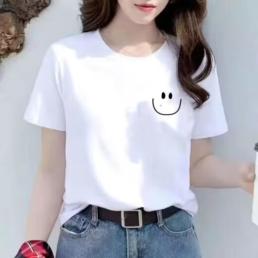 夏装2025短袖t恤女韩版大码时尚百搭上衣学生装打底衫袖宽松女装 1047 M