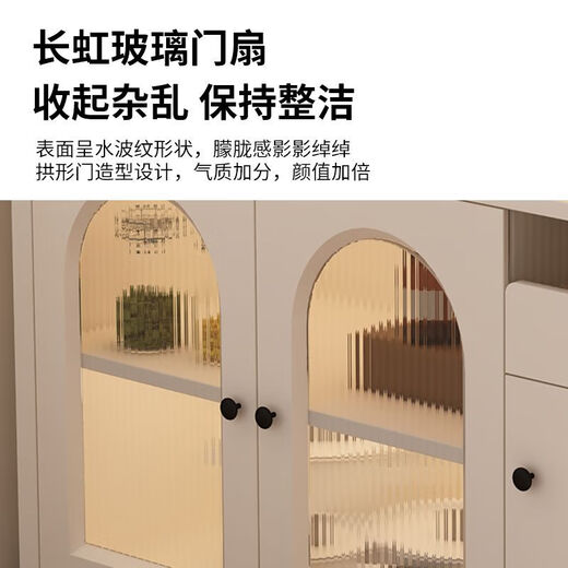 Platinum and cream style lacquered sideboard for home living room kitchen storage storage cabinet integrated wall side cabinet tea cabinet wine cabinet single door cabinet length 81cm high 95cm door-to-door installation