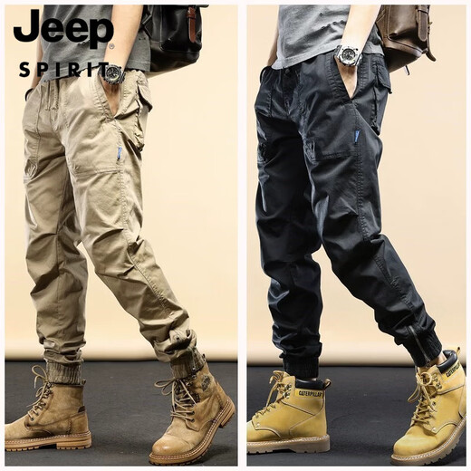 JEEP SPIRIT work pants for men's spring and summer new trendy trousers casual and versatile cotton loose sports pants 679 khaki (summer style) 28 (recommended 95-110 Jin [Jin equals 0.5 kg])