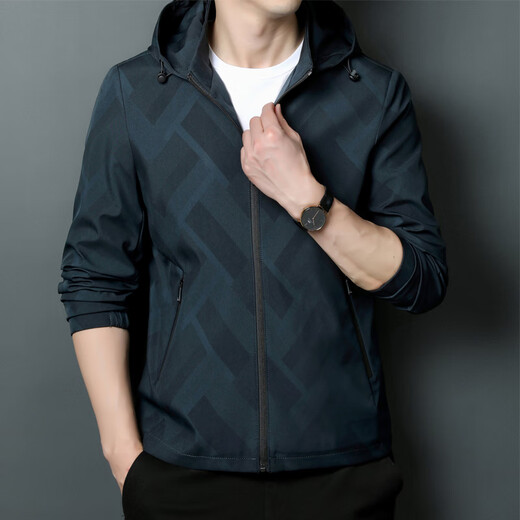 
SEPTWOLVES daddy suit spring and autumn thin jacket middle-aged men stand collar spring casual loose hooded jacket jacket top K12127 light gray M 170