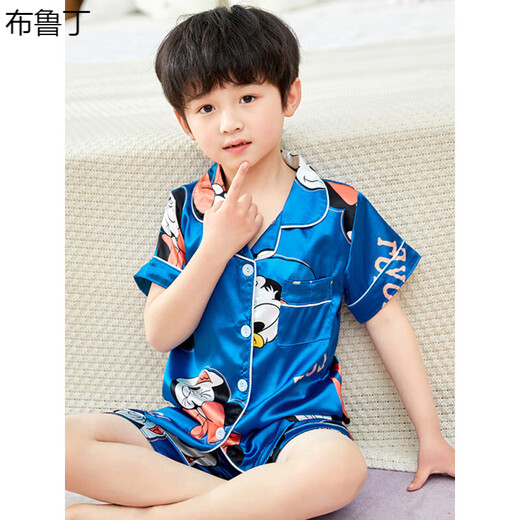 Brudin Kinderpyjamas Jungen Sommer Dünne Kurzärmer-Kindereis-Seiden-Pyjama Jungen Dünne Kurzärärmel-Jungen Seide x gedruckt kurzärmelige 673-Bikachu-Männer 170 Größe 18 Empfohlene Höhe 148-155c