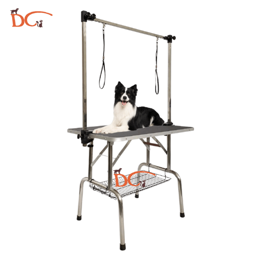 BAOHE DC Pet Grooming Table Stainless Steel Folding Grooming Table Non-slip Waterproof Pet Shop Dog Hair Cutting Bathing Blow Hair Black 36 Inch 91*60cm Stainless Steel Single Arm