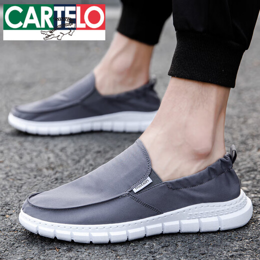 Cartelo 2025 Nouvelles chaussures en toile printemps pour les hommes et les hommes, un pied, des chaussures décontractées paresseuses, un travail respirant vieille chaussures en tissu beijing, comptoir version 881 Grey Cuto-Off Clearance Prix spécial 40