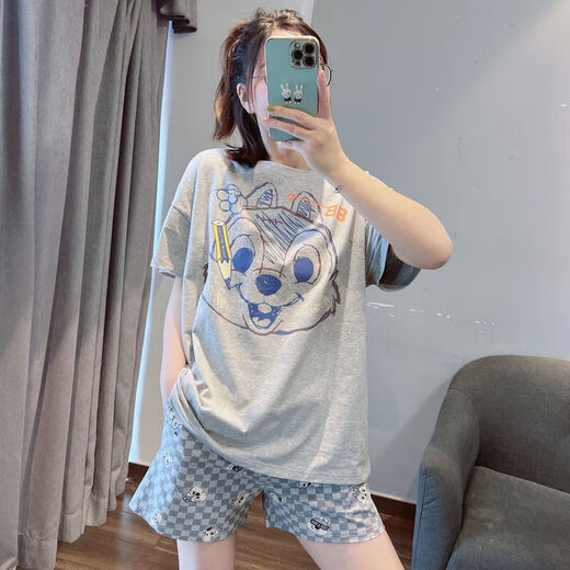 Langsha Japonais mignon Squirrel Couple de pyjamas pour femmes en coton d'été Shorts à manches courtes vestimentaires pour hommes minces Home Vêtements en deux pièces 686 # Modèle masculin M Recommandé 80-105jin [Jin est égal à 0,5 kg]