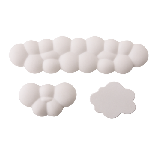 Shanye Yunduo Repose-Poignet pour Clavier, Ensemble d'oreillers pour Mains de Souris en Trois pièces pour Filles, avec Dessous de Verre, Fond antidérapant, Lavable, Mousse à mémoire de Forme, Cuir PU, Blanc Perle