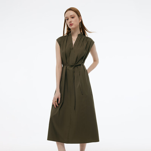 Gloria ärmelloses Kleid für Frauen 2025 neues Sommer -Pendel -Outfit großzügiger und anständiger Rock 1E4C4K740 42G Olivengrün M.