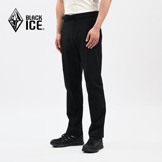 Black Ice 25 New Men's Casual Outdoor Hiking and Mountaineering Pants Water-Repellent and Wear-Resistant Stretch Soft Shell Pants F2614MJ Black L