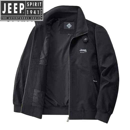 JEEP SPIRIT Jacket Men's Spring and Autumn Loose and All-Match Casual Lapel Working Jacket Cotton Military Green 2XL