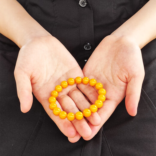 Her Generations Natural Beeswax Bracelet Amber Chicken Fat Yellow Full Honey Single Circle Buddha Bead Bracelet Birthday 10-10.5MM (866549)